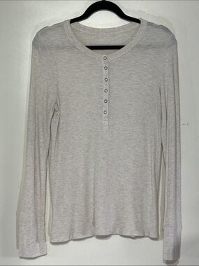 aerie Cream Ribbed Henley Top